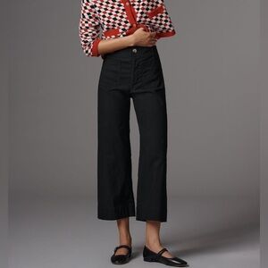 Maeve by Anthropologie The Colette Cropped Wide Leg Pants Black